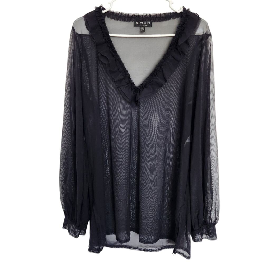 SHAN Swimsuit Cover-up Black Sheer 14 Beach‎ Resortwear Vacation Coastal Summer